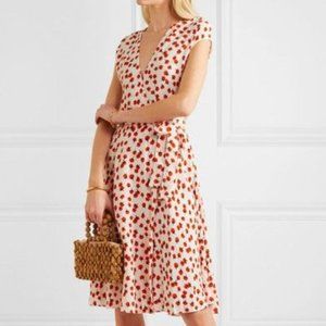 DVF like new floral red and white flowy wrap dress
